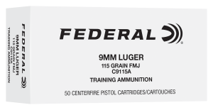 Federal 9mm Luger 115 Grain FMJ Ammo 