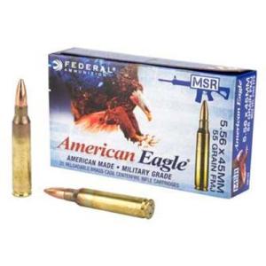 Federal Premium 5.56mm 55gr Full Metal Jacket Boat Tail Brass Centerfire Rifle Ammo 100 Rounds XM193BLX XM193BLX