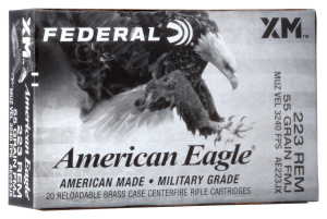 Federal American Eagle Centerfire Rifle Ammo - Full Metal Jacket Boat Tail - .223 Remington - 55 Grain - 20 Rounds AE223JX