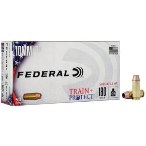 Federal Train + Protect Handgun Ammunition 10mm Auto 180gr VHP 1175 fps 50/ct TP10VHP1