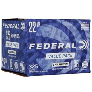 Federal Champion Training Rimfire Ammunition .22 LR 36gr HP 1260 fps 325/ct Value Pack