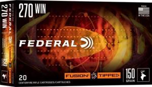 Federal Fusion Tipped .270 Winchester 150 gr Bonded SP 20rds Rifle Ammo for Reliable Hunting - F270TFS2 604544695236