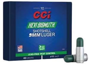 CCI Hevi Bismuth Centerfire Shotshell 9mm Luger 43gr #11 950 fps 10/ct