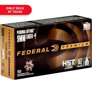 Federal Personal Defense 9mm +P Ammo 147 Grain HST Jacketed Hollow Point P9HST4G