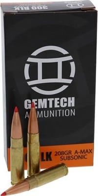 Gemtech GEMTECH AMMUNITION .300AAC BLACKOUT 208GR. A-MAX 20-PACK 