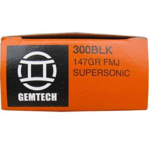 Gemtech Ammo .300 AAC Blackout 147 Grain FMJ 20 Round Box 
