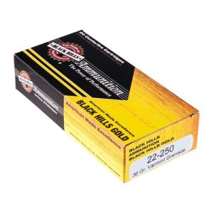 Black Hills Gold Ammo 22-250 Remington 36 Grain Varmint Grenade HP 4250 fps 20 Rd./Box