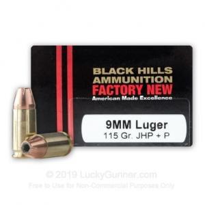 9mm +P Black Hills 115 JHP D9N820