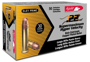 Aguila Ammunition .22LR Case Lot Super Max 30 Grain Copper-Plated Hollow Point Brass Case Ammo 50 Rounds 1B220297