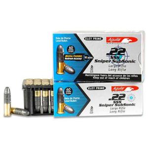 Aguila Ammo SSS Sniper Subsonic 22 Long Rifle 60 Grain Lead Round Nose 950 fps 500 Rd./Box 640420001364