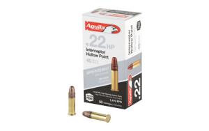 Aguila Ammunition .22LR Case Lot Interceptor 40 Grain Lead Hollow Point Brass Case Ammo 1000 Rounds 1B220321