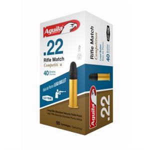 Aguila Rifle Match Competition Ammo 22 Long Rifle 40gr Lead Round Nose - 22 Long Rifle 40gr Lead Round Nose 50/Box