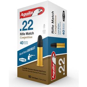 Aguila Aguila Rifle Match 22 Long Rifle Ammo 40 Grain Lead Round Nose 500rd Case