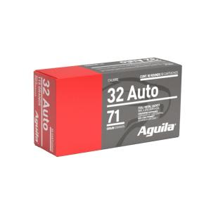 Aguila Ammunition .32 AUTO 71 Grain Full Metal Jacket Brass Case Pistol Ammo 50 Rounds 1E322110 1E322110