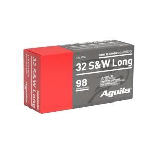 Aguila Ammunition .32 S&W Long 98 Grain Lead Round Nose Brass Cased Pistol Ammo 50 Rounds 1E322340