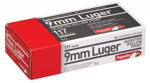 Aguila 9MM 117GR JHP AMMO - 50 ROUND BOX