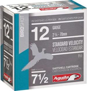 Aguila 12 Gauge Ammunition 2 3/4" #7.5 Shot 1-1/8oz Steel 1200fps 