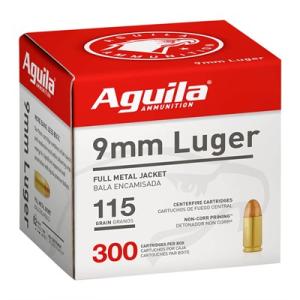 Aguila Full Metal Jacket Centerfire Handgun Ammo - 9mm Luger - 124 Grain 640420012698