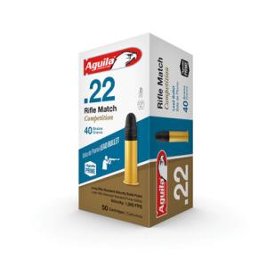 Aguila .22 LR Ammunition Rifle Match 40 grain LSP 1080 fps 1000 Rounds