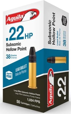 Aguila AGUILA AMMO .22LR CASE LOT SUBSONIC 38GR. LDHP 1000RD CAS