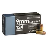 Aguila Ammunition Personal Defense 9mm Luger 124 Grain Jacketed Hollow Point Jacket Brass Cased Centerfire Pistol Ammo 50 Rounds 1E092125 640420016450