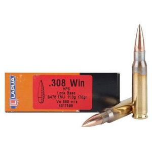 Lapua Ammunition .308 Win 170 Grain Lock Base FMJBT 20 Rounds
