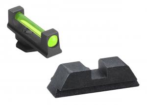 AmeriGlo Glock 17/19/22/23/24/26/27/33/34/35/37/38/39 Green Fiber Front Black Rear Sight Set
