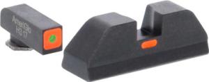AmeriGlo Glock 17 / 19 / 19X / 26 / 45 Gen 5 Sights Set CAP Green Square Orange Outline Tritium/Orange Bar Paint