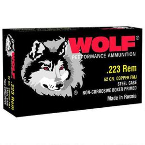 Wolf Performance .223 Remington Ammunition 500 Rounds 62 Grain Bi-Metal FMJ Steel Cased 3025 fps 
