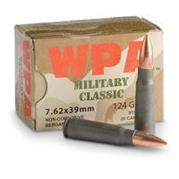Wolf Military Classic Centerfire Rifle Ammo - 7.62mm X 39mm - 124 Grain - 1000 Rounds - FMJ MC762BFMJ