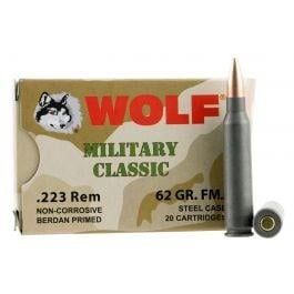 Wolf Performance Military Classic 62 gr Full Metal Jacket .223 Rem/5.56 Ammo, 20/box - MC22362FMJ