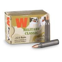 Wolf Military Classic Centerfire Rifle Ammo - .223 Remington - 62 Grain - 500 Rounds - Hard Point MC22362HP