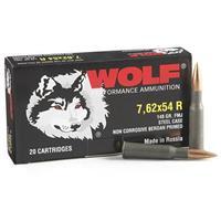 Wolf Performance 148 gr Full Metal Jacket 7.62x54mmR Ammo, 500 rds/case - 76254BFMJ148 645611541629