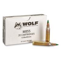 Wolf Gold M855, 5.56x45mm NATO, FMJ, 62 Grain, 20 Rounds