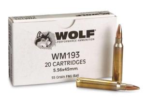 Wolf Gold M193, 5.56x45mm NATO, FMJ, 55 Grain, 20 Rounds