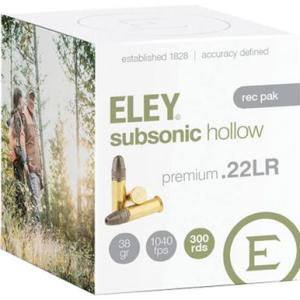 ELEY Subsonic Hollow .22 Long Rifle Ammunition 300 Rounds LHP 38 Grains 05430 [FC-650911005436]