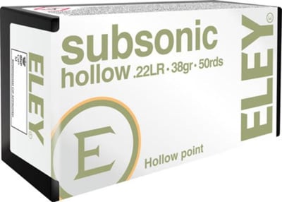 ELEY Americas Subsonic Hollow Ammo 22 Long Rifle 40gr Lead Hollow Point - 22 Long Rifle 40gr Subsonic Lead Hollow Point 50/Box