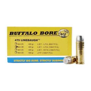 Buffalo Bore .475 Linebaugh Ammunition Hard Cast LBT LFN 420 Grain 1350 fps 20 Rounds