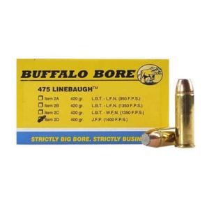 Buffalo Bore .475 Linebaugh Ammunition 400 Grain JFN 1400 fps 20 Rounds