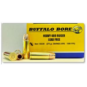 Buffalo Bore .480 Ruger Ammo 275 Grain Barnes XPB Lead Free JHP 1500 fps 20 Rounds