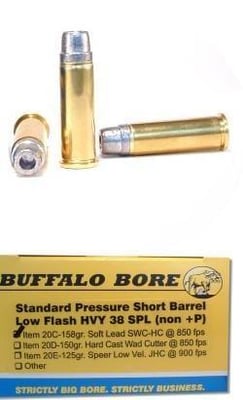 38 Special Buffalo Bore 158 SWC-HC 20C/20