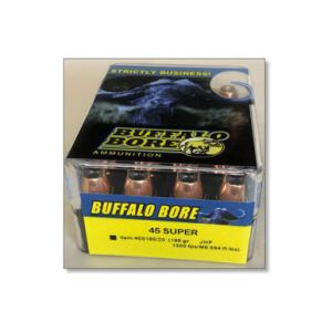 Buffalo Bore Heavy .45 Super Ammunition 185 Grain JHP 1300 fps 20 Rounds 651815453187
