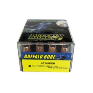 Buffalo Bore Heavy .45 Super Ammo 230 Grain JHP 1100 fps 20 Rounds 45S230/20