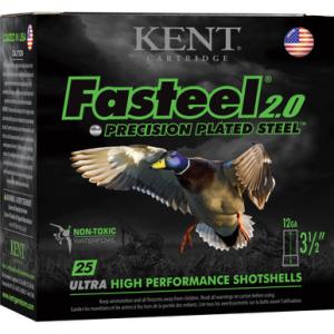 Kent Cartridge Fasteel 2.0 Waterfowl 12 Gauge Ammunition 250 Rounds 3-1/2" Shell BB Zinc-Plated Steel Shot 1-1/4oz 1625fps [FC-656308111322] 