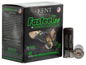 Kent Cartridge Fasteel 2.0 Waterfowl 12 Gauge Ammunition 250 Rounds 2-3/4" Shell #4 Zinc-Plated Steel Shot 1-1/4oz 1300fps [FC-656308111445]