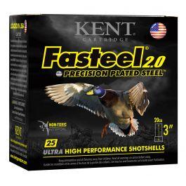 Kent Cartridge Fasteel 2.0 Waterfowl 20 Gauge Ammunition 250 Rounds 3" Shell #2 Zinc-Plated Steel Shot 1oz 1350fps