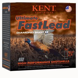 Kent Cartridge Ultimate Fast Lead Ammo 12 Gauge 2-3/4" 1-1/4 Oz #4 Shot - 12 Gauge 2-3/4" 1-1/4 Oz #4 Shot 25/Box K122UFL364