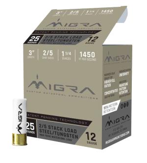 MIGRA AMMUNITION M12ST25 Combinational Tungsten 12 Gauge 3" 1 1/4 oz 2,5 Shot 25 Bx/ 10 Cs