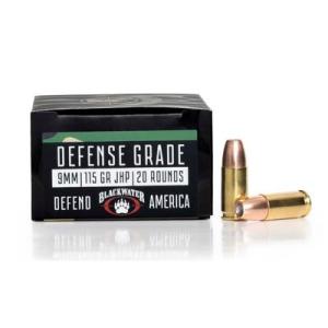 Blackwater Ammunition Defense Grade 9mm 115 Grain JHP Brass Cased Centerfire 20 Rounds