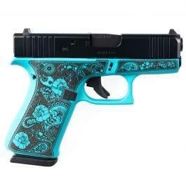 Glock 43X Tiffany Blue "Glock & Roses" Custom Engraving 9mm 688099401009